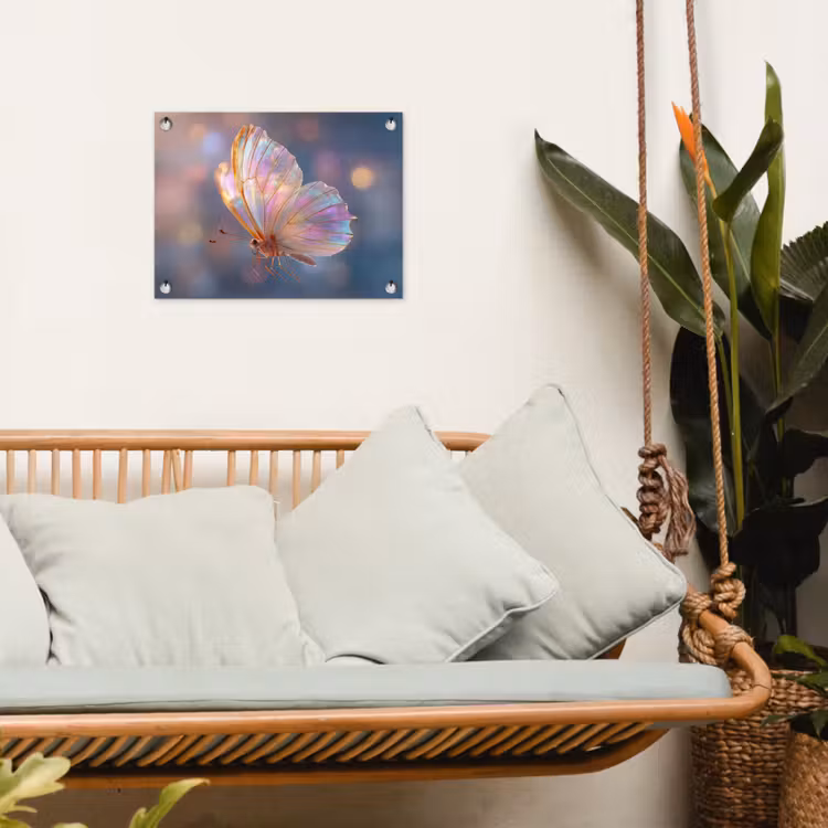 Vlinder - Vleugels - Pastel - Glinstering tuinposter los doek klein -sfeer7