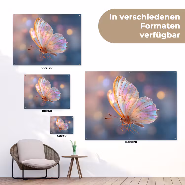 Vlinder - Vleugels - Pastel - Glinstering tuinposter los doek klein -Xsfeer9_DE