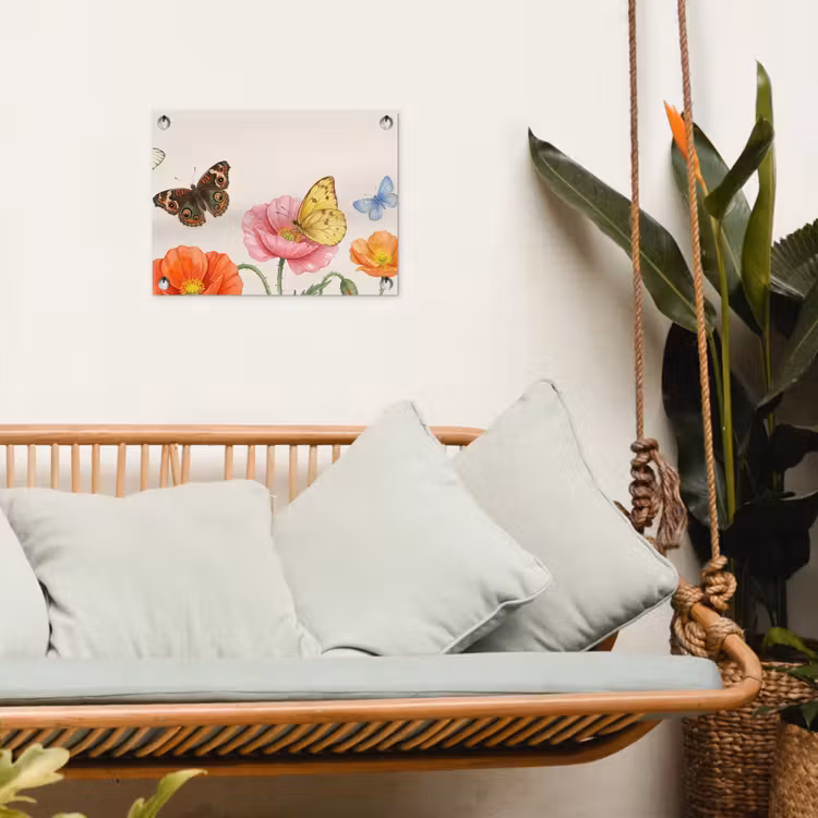 Vlinders - Klaprozen - Illustratie - Kleurrijk tuinposter los doek klein -sfeer7