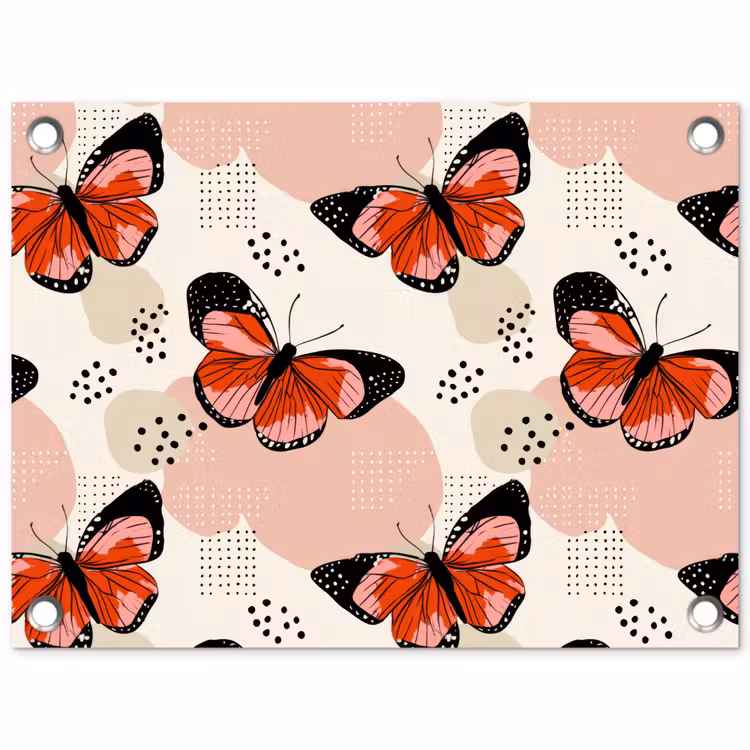 Vlinders - Retro - Kleurrijk tuinposter los doek klein 239 -3d