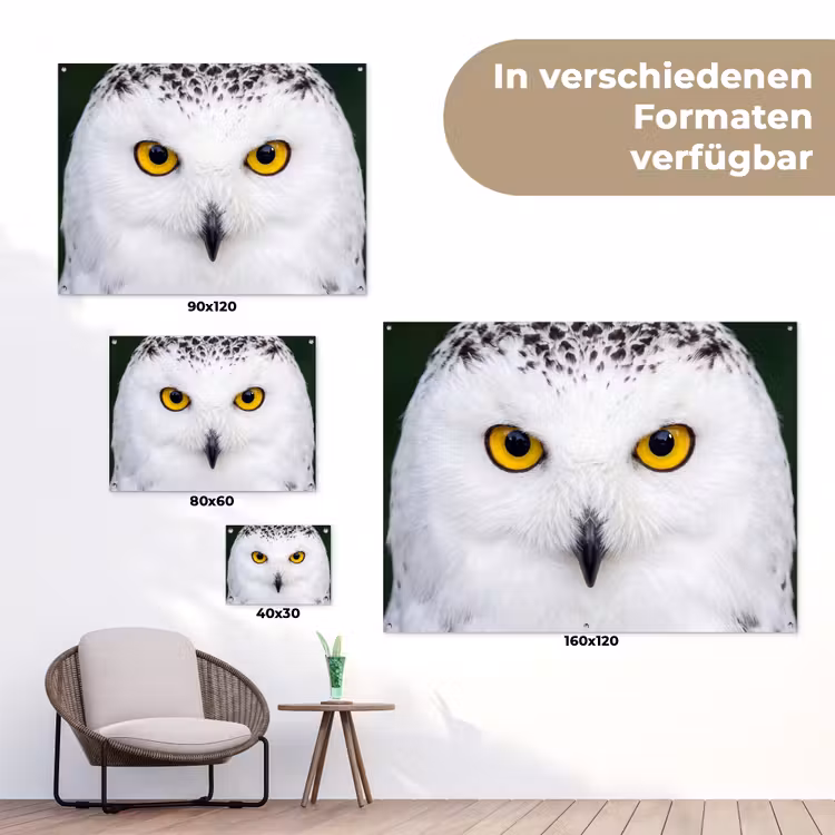 Sneeuwuil - Portret - Geel tuinposter los doek klein -Xsfeer9_DE