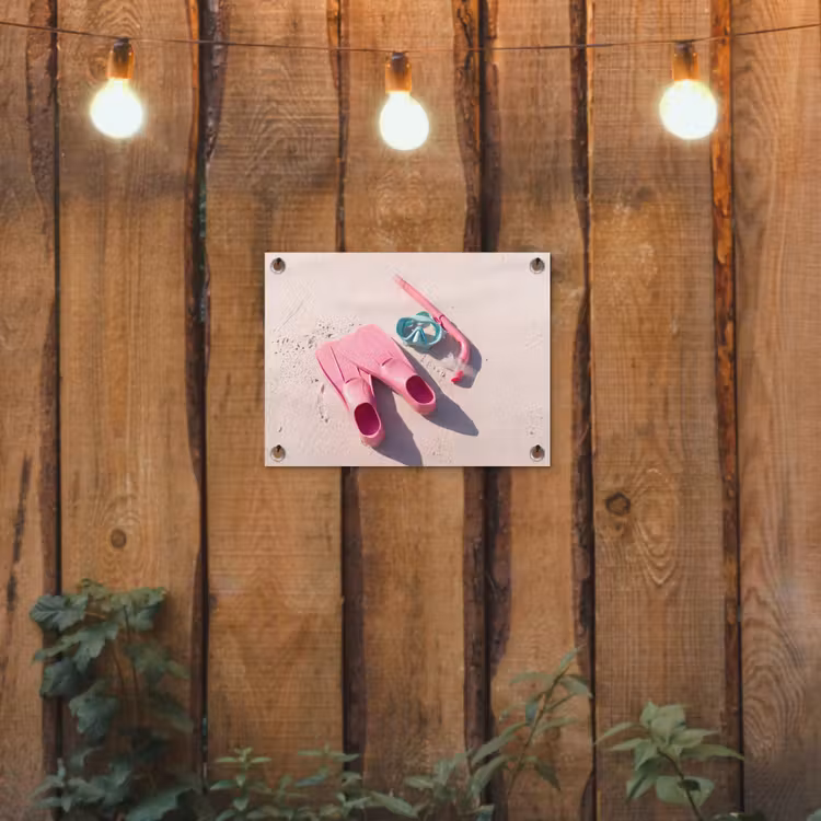 Snorkelset - Strand - Zomer - Roze tuinposter los doek klein -sfeer1