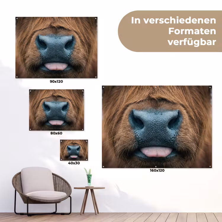 Schotse hooglander - Neus - Bruin tuinposter los doek klein -Xsfeer9_DE
