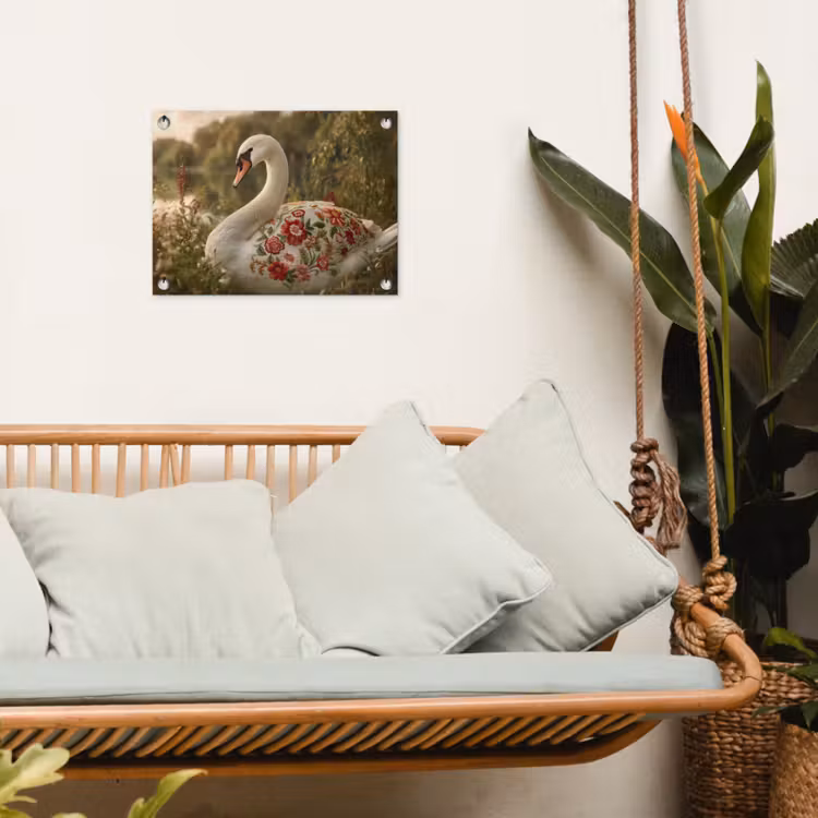 Zwaan - Bloemen - Natuur tuinposter los doek klein -sfeer7