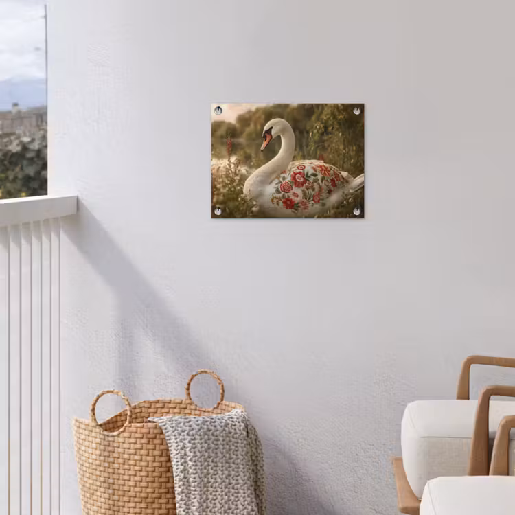 Zwaan - Bloemen - Natuur tuinposter los doek klein -sfeer8