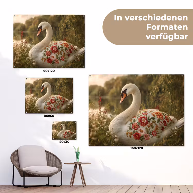 Zwaan - Bloemen - Natuur tuinposter los doek klein -Xsfeer9_DE