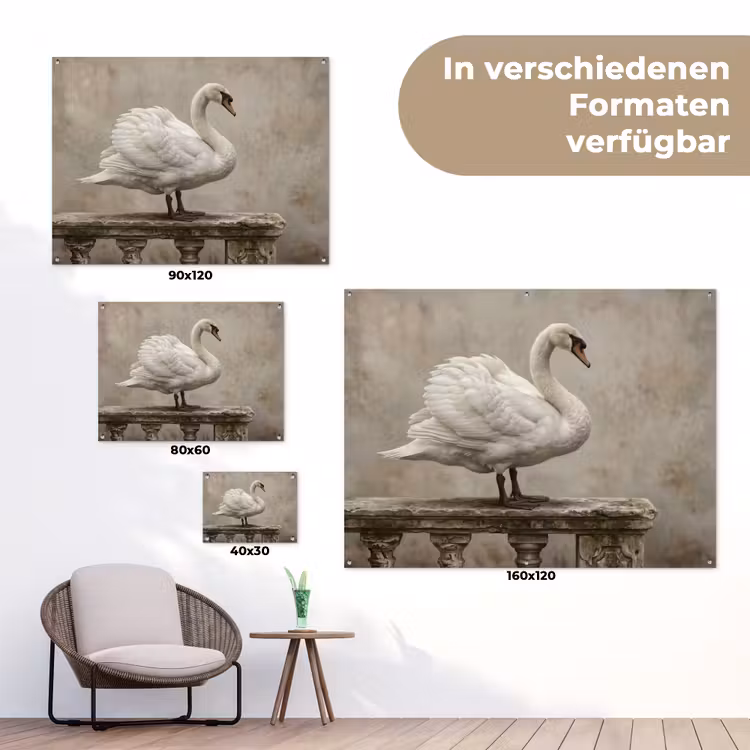Zwaan - Elegant - Dieren - Wit tuinposter los doek klein -Xsfeer9_DE