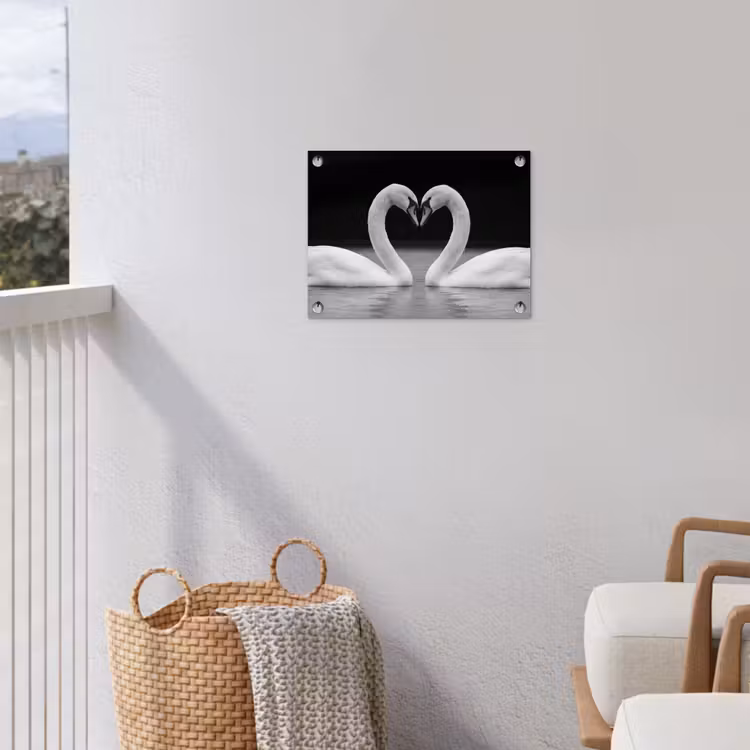 Zwanen - Hart - Zwart - Wit tuinposter los doek klein -sfeer8