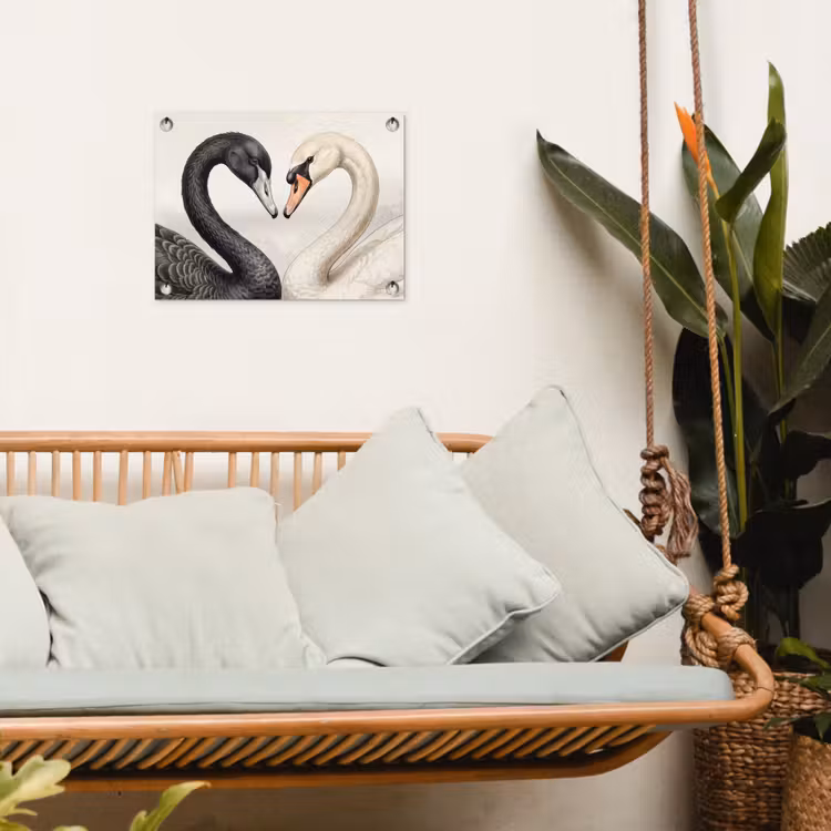 Zwanen - Hartvorm - Dieren tuinposter los doek klein -sfeer7