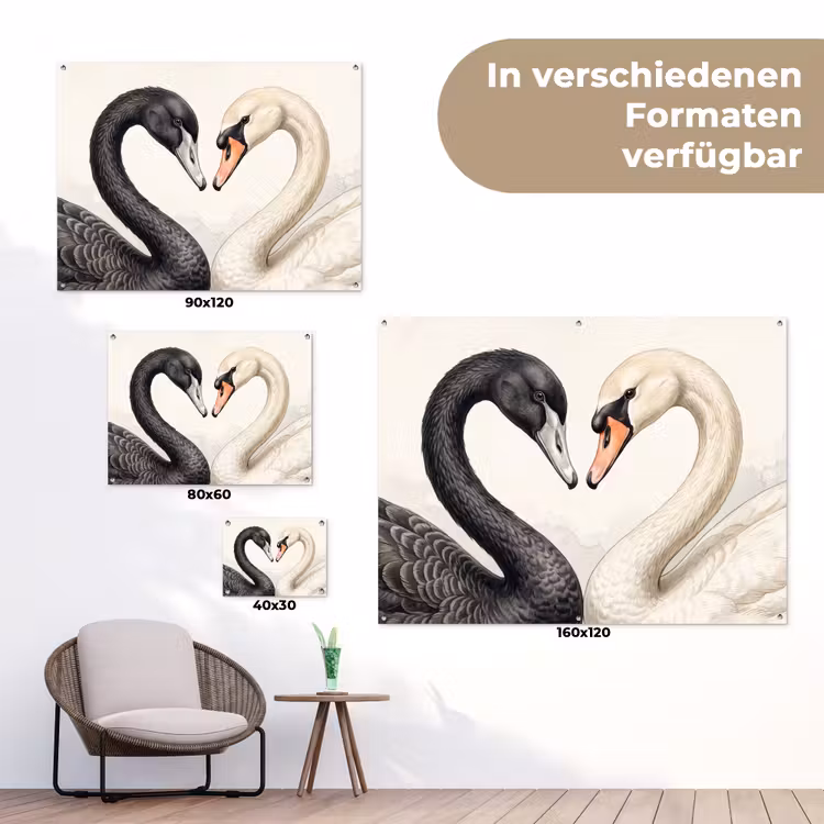 Zwanen - Hartvorm - Dieren tuinposter los doek klein -Xsfeer9_DE