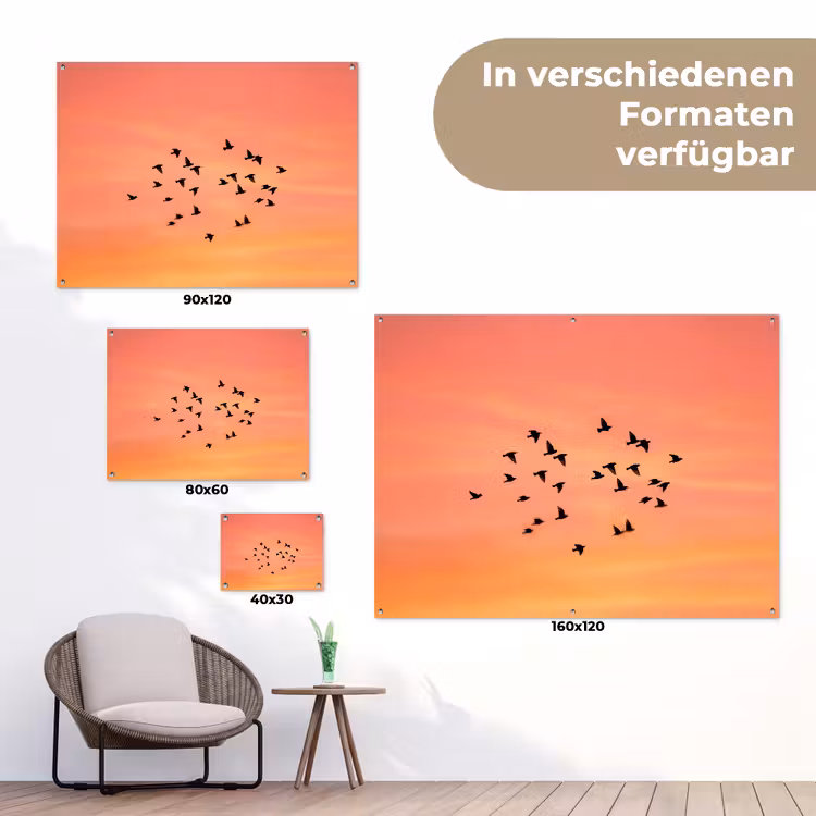 Zwerm - Vogels - Oranje tuinposter los doek klein -Xsfeer9_DE