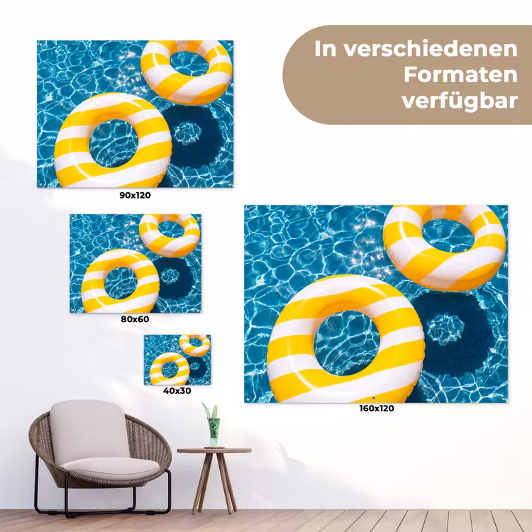 Zwembad - Zwembanden - Zomer - Geel - Blauw tuinposter los doek klein -Xsfeer9_DE