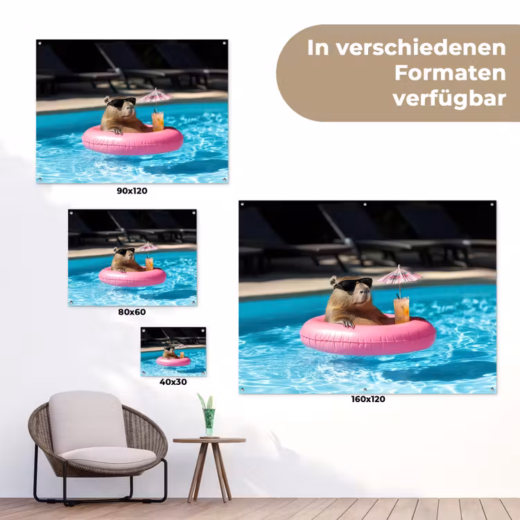 Zwemband - Capibara - Zonnebril - Water tuinposter los doek klein -Xsfeer9_DE