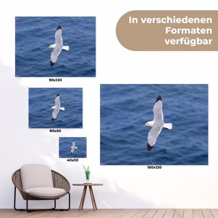 Zeemeeuw - Oceaan - Blauw tuinposter los doek klein -Xsfeer9_DE