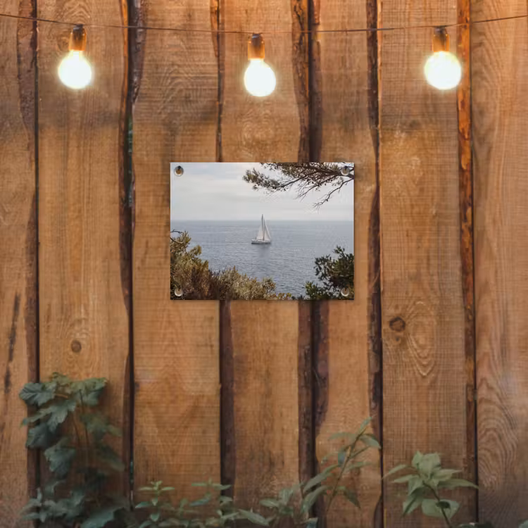 Gartenposter - Segelboot – Bäume – Wasser - Zeilboot - bomen - water tuinposter los doek klein