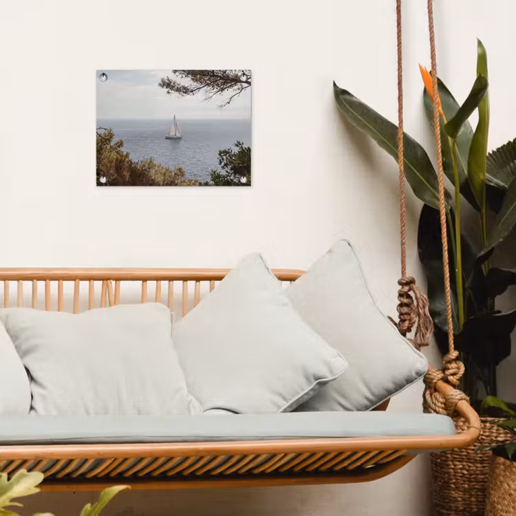 Gartenposter - Segelboot – Bäume – Wasser - Zeilboot - bomen - water tuinposter los doek klein