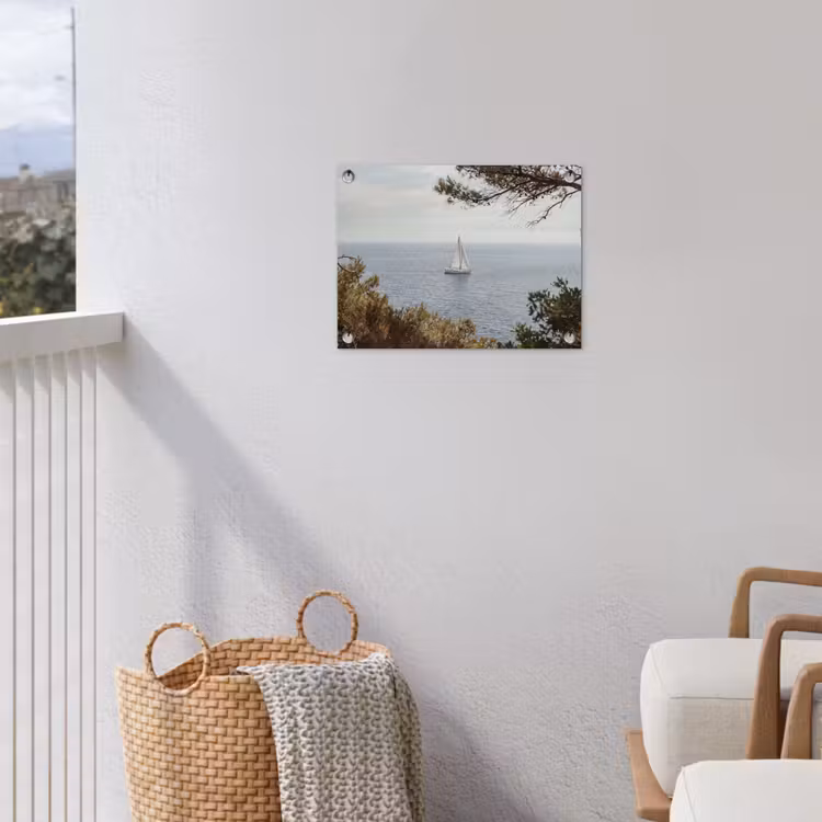 Gartenposter - Segelboot – Bäume – Wasser - Zeilboot - bomen - water tuinposter los doek klein