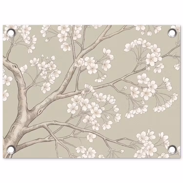 Sereen - Bloesem - Wit tuinposter los doek klein -3d