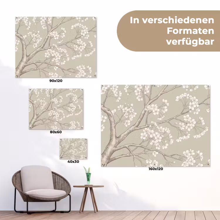 Sereen - Bloesem - Wit tuinposter los doek klein -Xsfeer9_DE