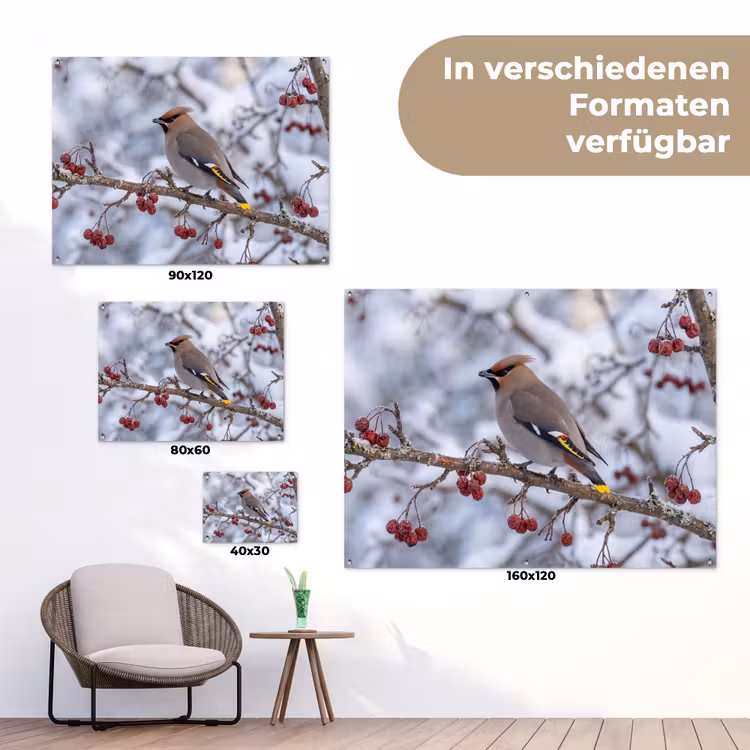 Pestvogel - Bessen - Winter - Natuur tuinposter los doek klein -Xsfeer9_DE
