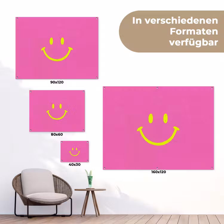 Smiley - Vrolijk - Roze tuinposter los doek klein -Xsfeer9_DE