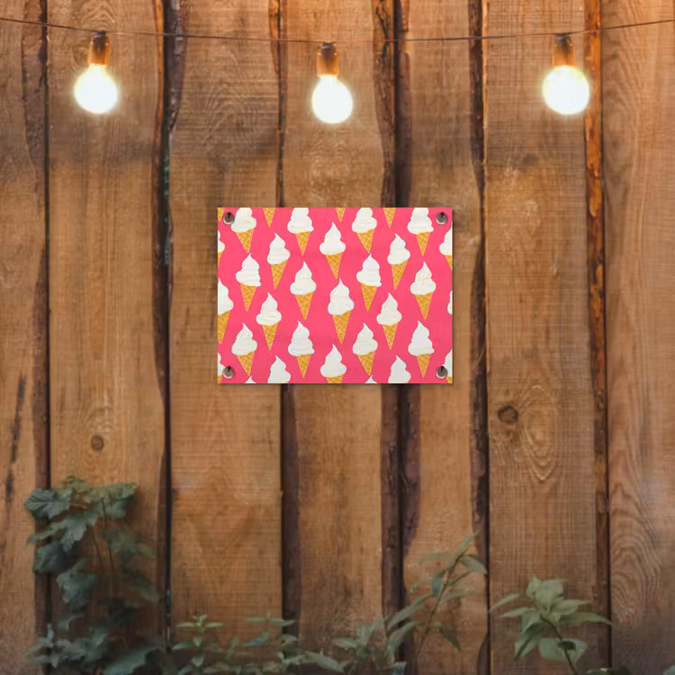Softijs - Horentje - Roze tuinposter los doek klein 239 -sfeer1