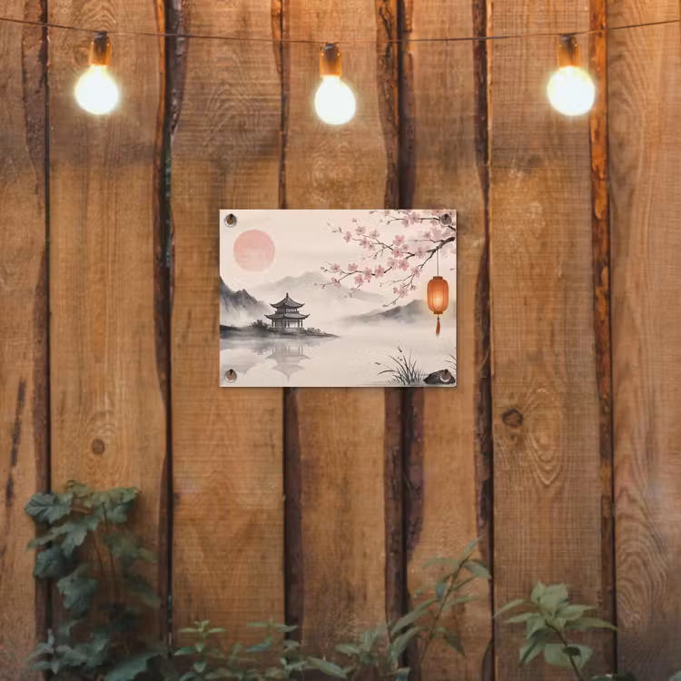 Zon - Japans - Traditioneel tuinposter los doek klein -sfeer1