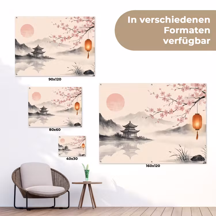 Zon - Japans - Traditioneel tuinposter los doek klein -Xsfeer9_DE