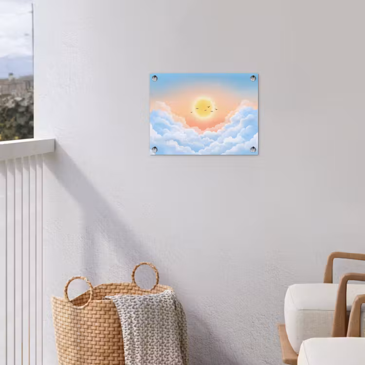 Zon - Vogels - Lucht - Natuur - Geel tuinposter los doek klein -sfeer8