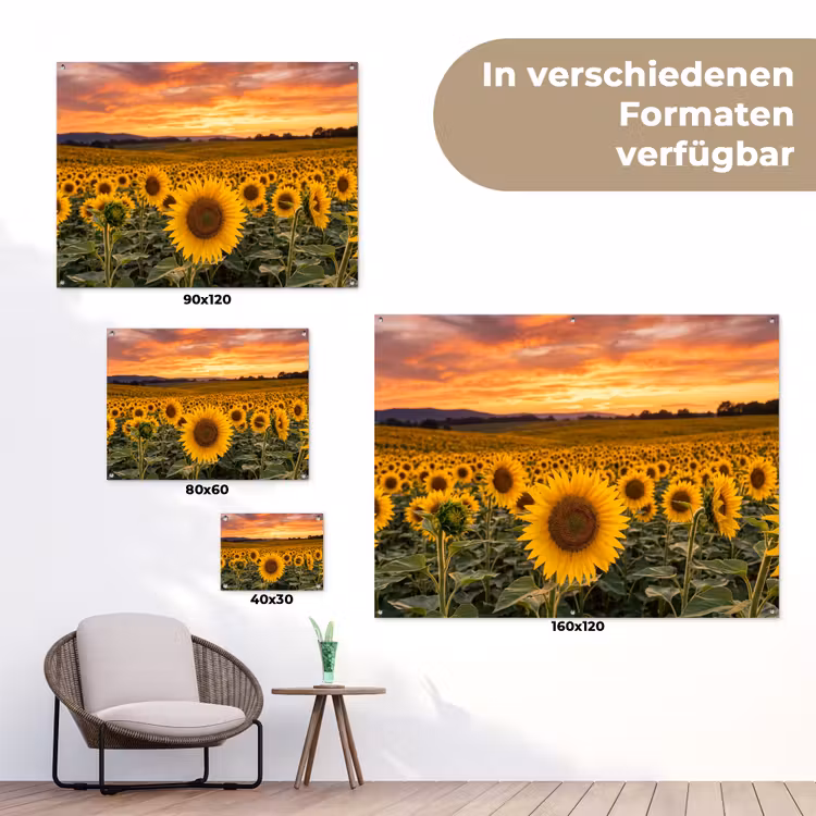 Zonnebloemen - Heuvellandschap - Geel tuinposter los doek klein -Xsfeer9_DE
