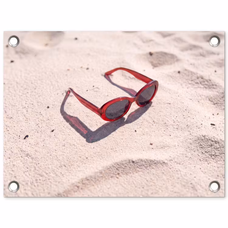 Zonnebril - Strand - Vakantie - Rood tuinposter los doek klein -3d