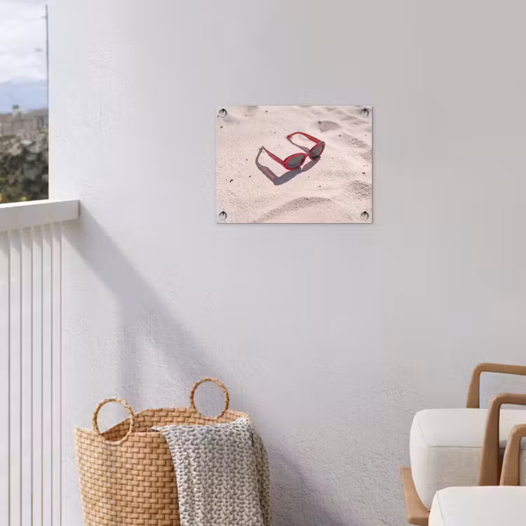 Zonnebril - Strand - Vakantie - Rood tuinposter los doek klein -sfeer8