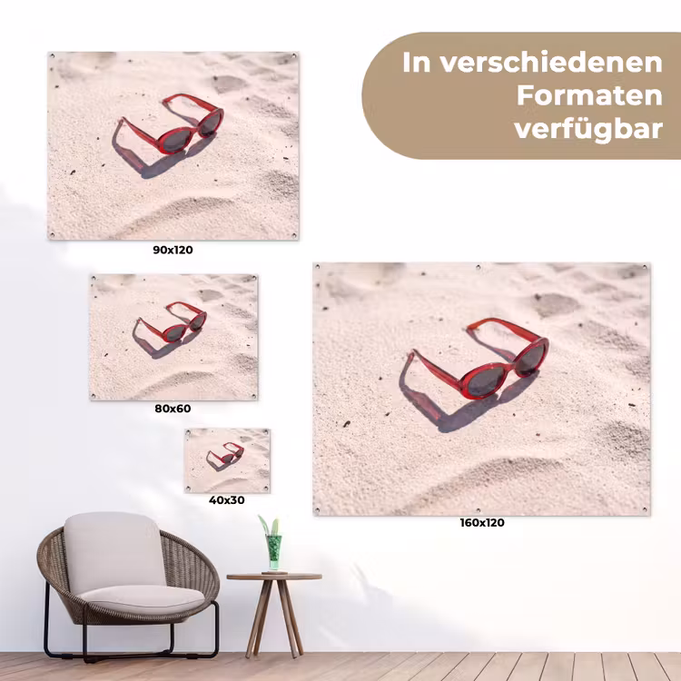 Zonnebril - Strand - Vakantie - Rood tuinposter los doek klein -Xsfeer9_DE