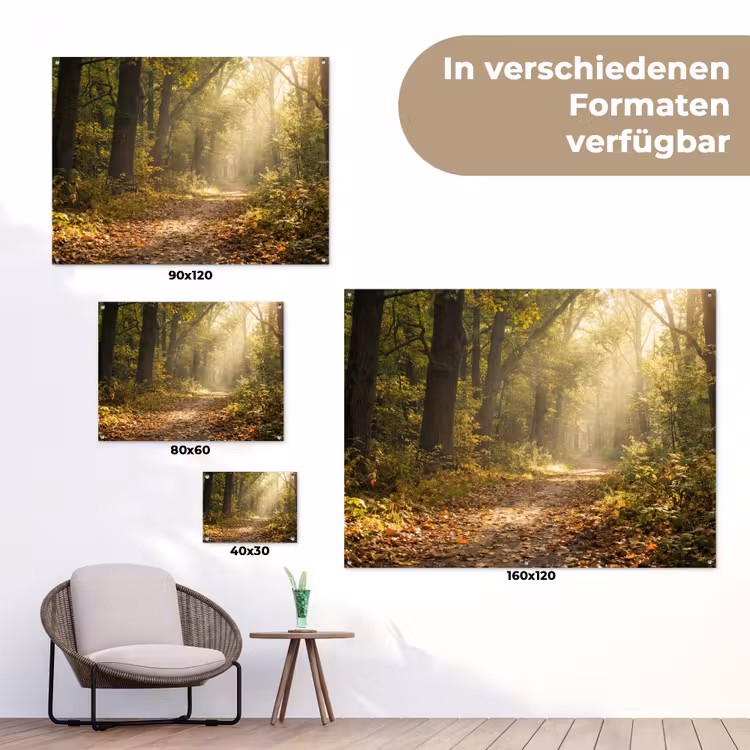 Zonlicht - Bospad - Bomen tuinposter los doek klein -Xsfeer9_DE
