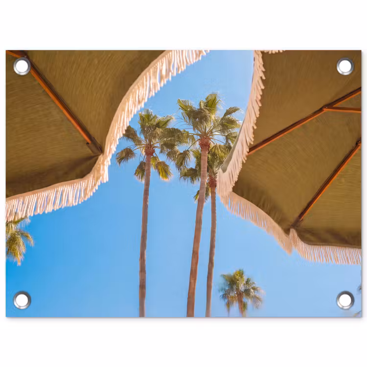 Parasol - Groen - Franjes - Zomer - Tropisch tuinposter los doek klein -3d