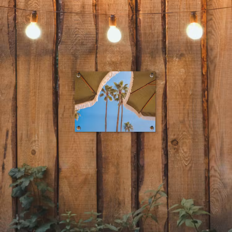 Parasol - Groen - Franjes - Zomer - Tropisch tuinposter los doek klein -sfeer1