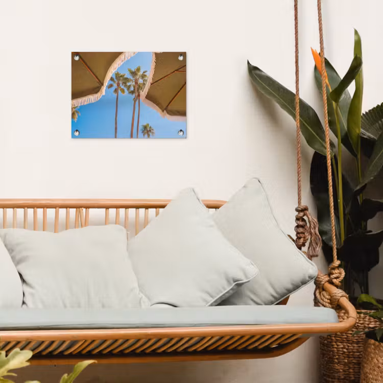 Parasol - Groen - Franjes - Zomer - Tropisch tuinposter los doek klein -sfeer7