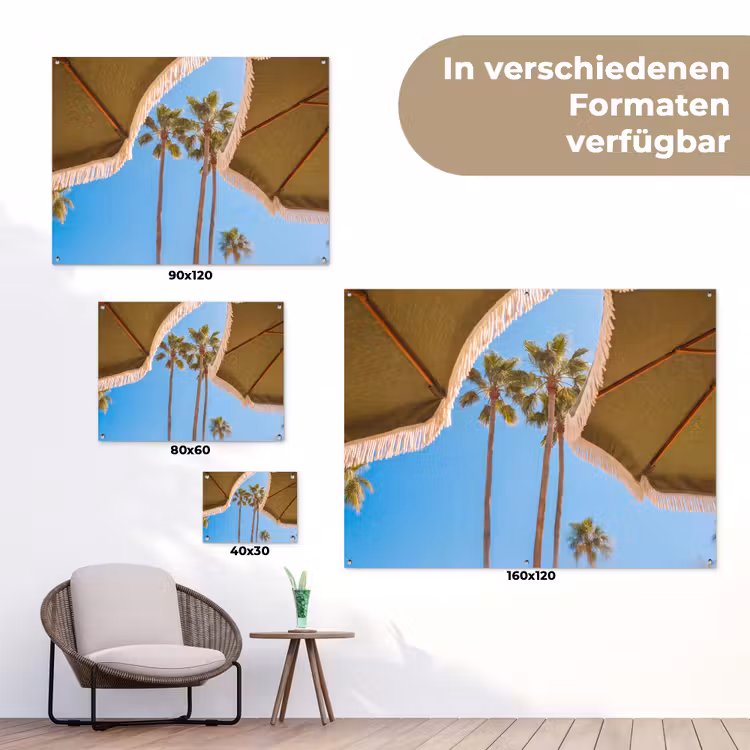 Parasol - Groen - Franjes - Zomer - Tropisch tuinposter los doek klein -Xsfeer9_DE