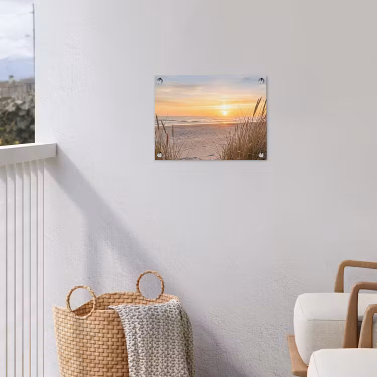 Zonsondergang - Duinen - Zee tuinposter los doek klein -sfeer8