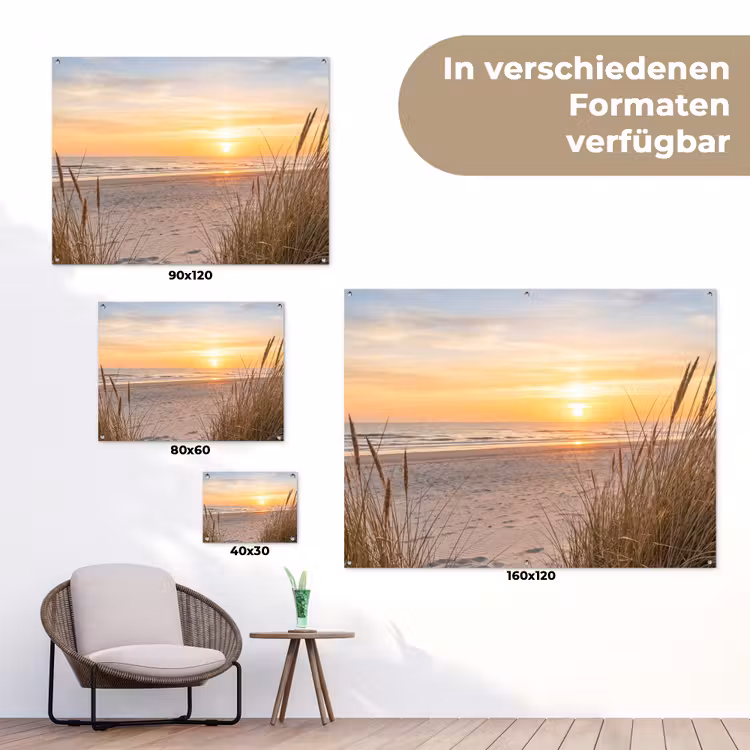 Zonsondergang - Duinen - Zee tuinposter los doek klein -Xsfeer9_DE