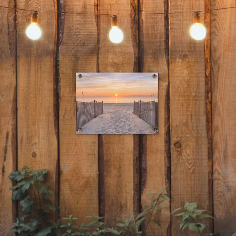 Zonsondergang - Strand - Zand tuinposter los doek klein -sfeer1