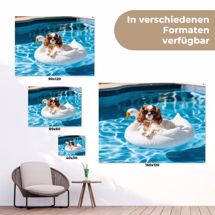Spaniel - Zonnebril - Zwemband - Zwemband tuinposter los doek klein -Xsfeer9_DE