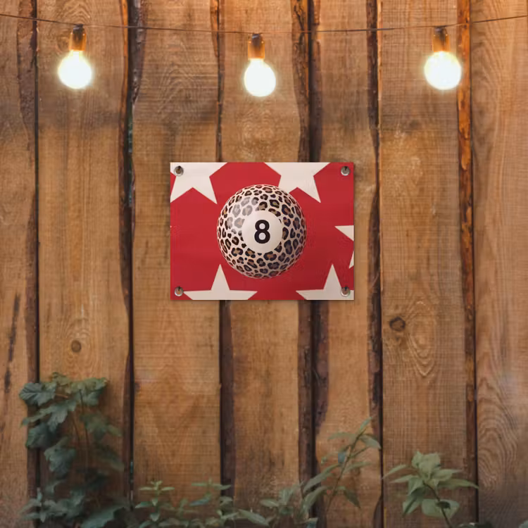 Spel - Dierenprint - Nummer 8 - Modern - Rood tuinposter los doek klein -sfeer1