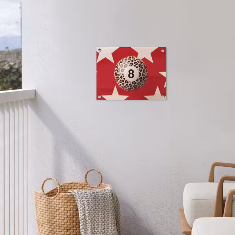 Spel - Dierenprint - Nummer 8 - Modern - Rood tuinposter los doek klein -sfeer8
