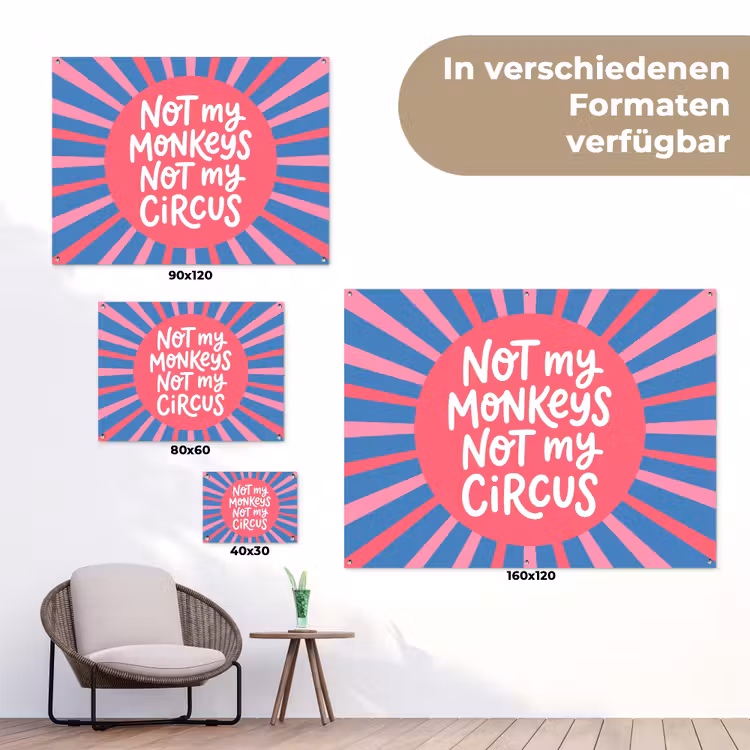 Spreuk - Grafisch - Abstract - Roze - Blauw tuinposter los doek klein -Xsfeer9_DE