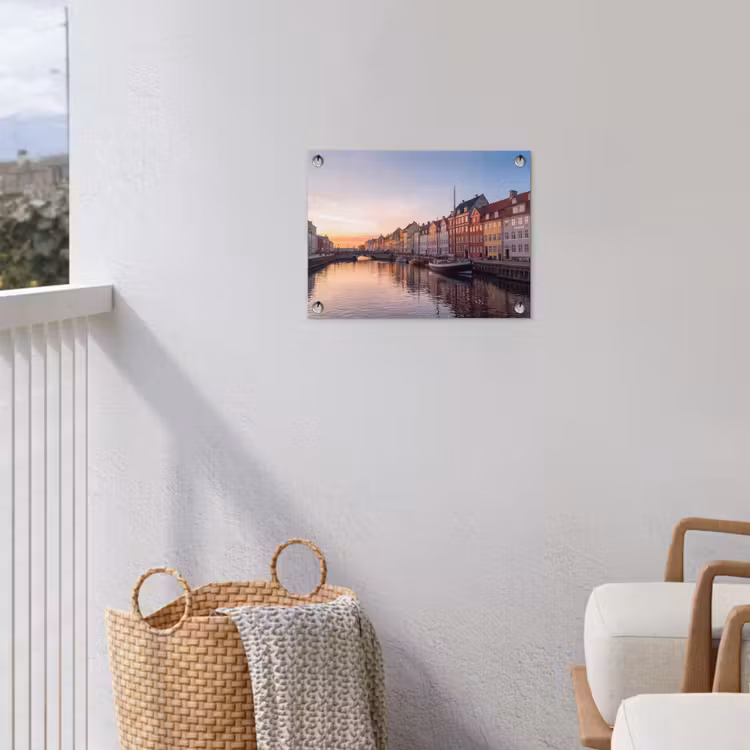 Stad - Gracht - Zonsondergang - Klassiek - Kleurrijk tuinposter los doek klein -sfeer8