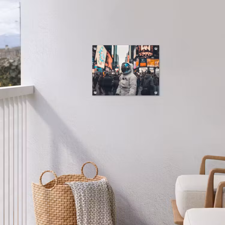 Stad - Mensen - Astronaut - Wit tuinposter los doek klein -sfeer8