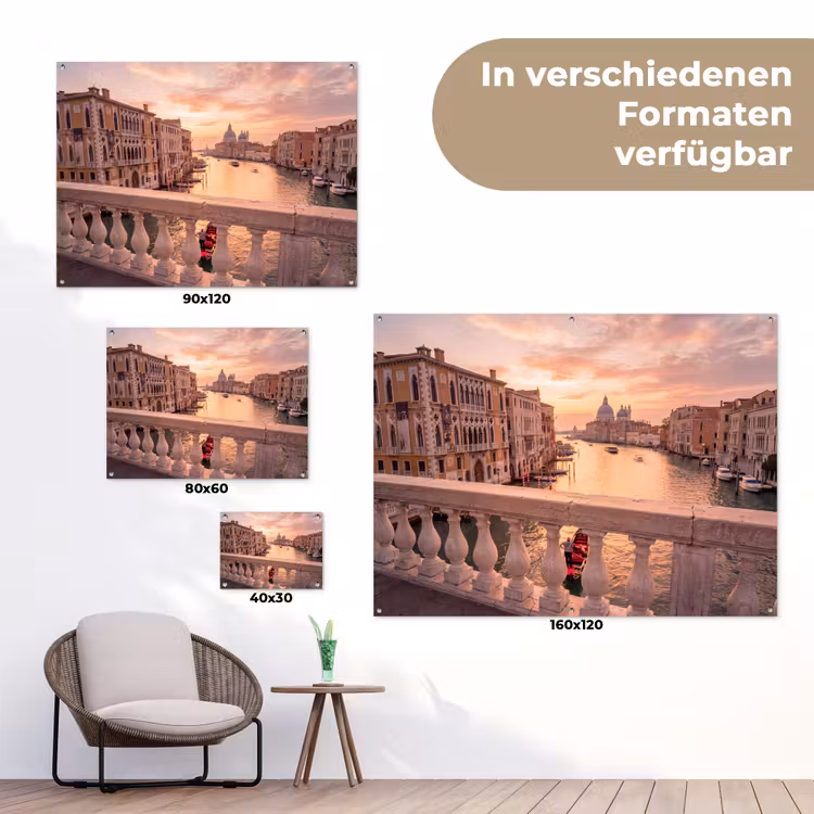 Stad - Venetië - Kanaal - Zonsopgang - Architectuur - Goud tuinposter los doek klein -Xsfeer9_DE