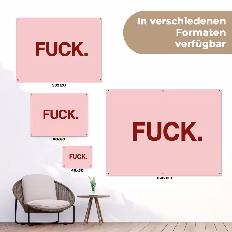 Statement - Krachtig - Roze tuinposter los doek klein -Xsfeer9_DE