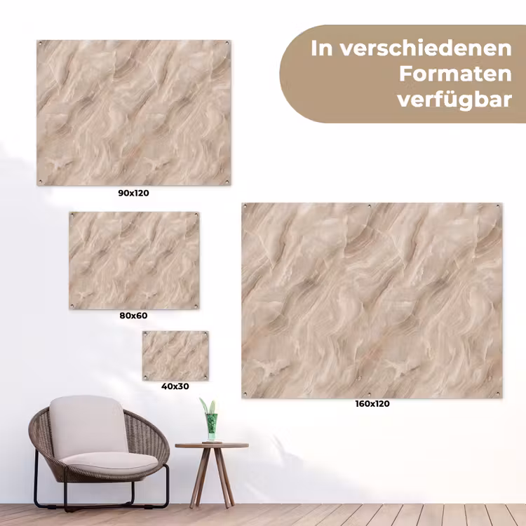 Steen - Golvend - Abstract - Beige tuinposter los doek klein -Xsfeer9_DE